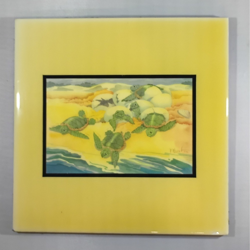 Paul Brent Ceramic Tile, 1992, Turtle Nestling, 3970/PB Vintage